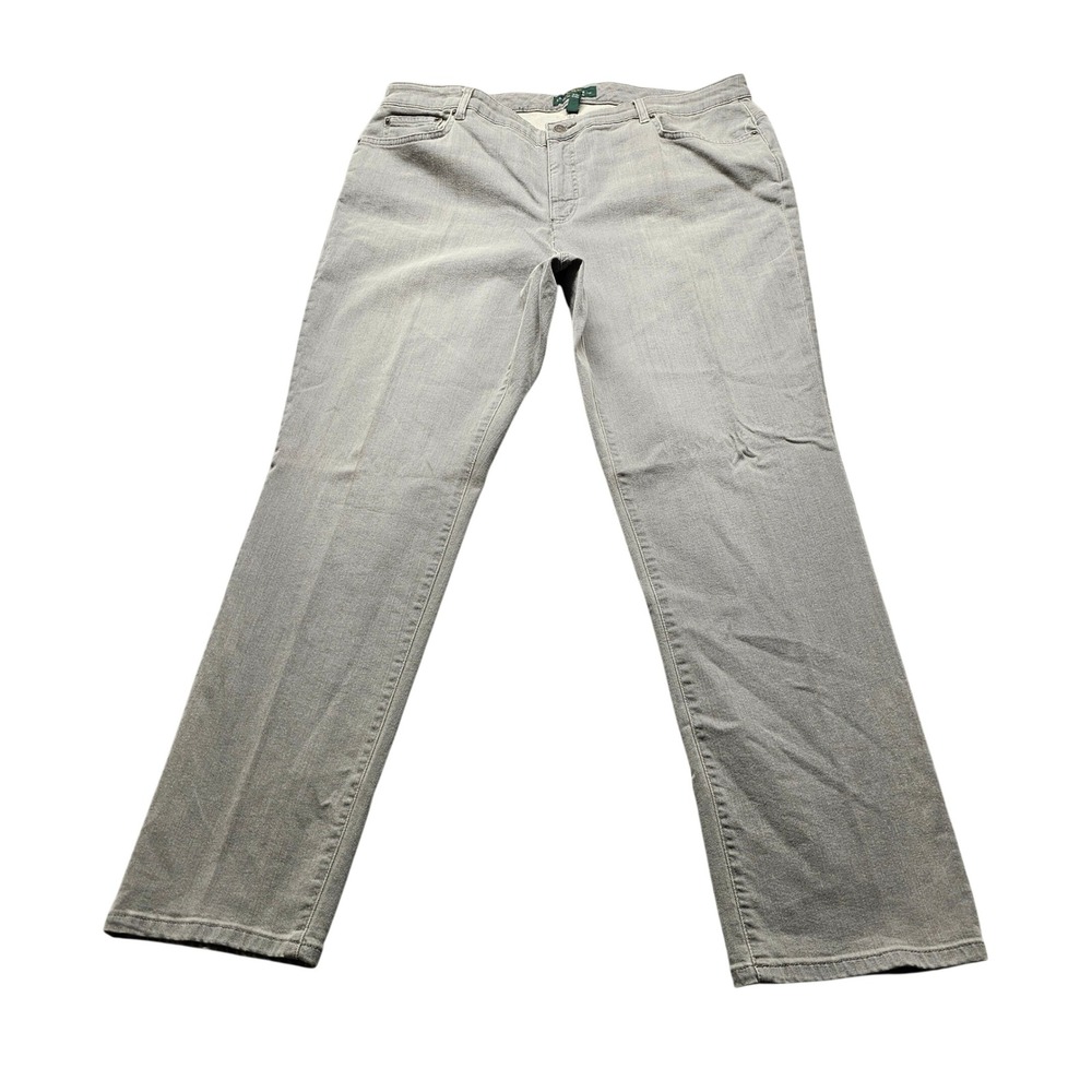 Lauren Ralph Lauren Jeans Women 20W Grey Heritage Fit Straight Leg Stretch Denim